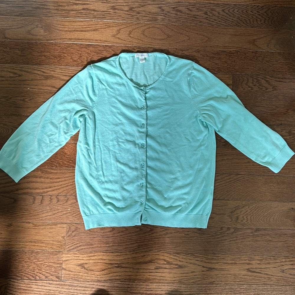 Roz & Ali cardigan- L seafoam blue